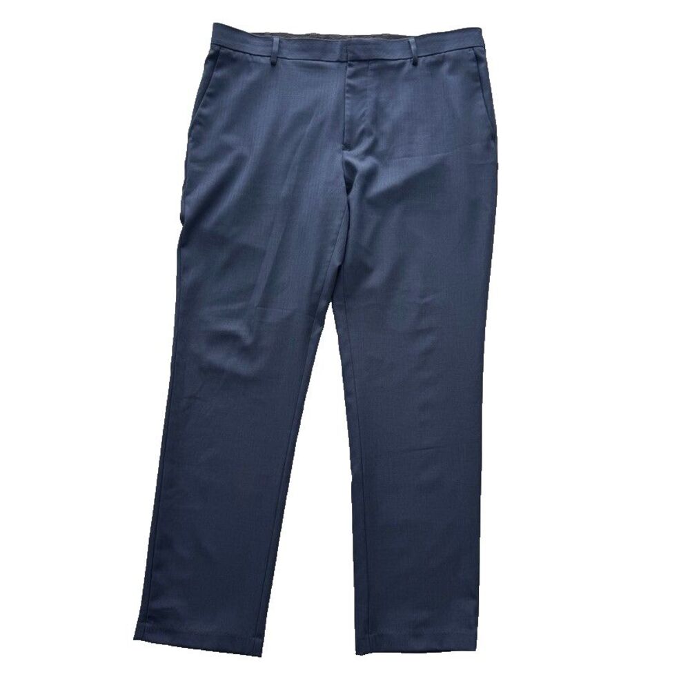 Van Heusen Traveler Dress Pants Mens 38x32 Slim Fit Blue Flex Waist Stretch NEW